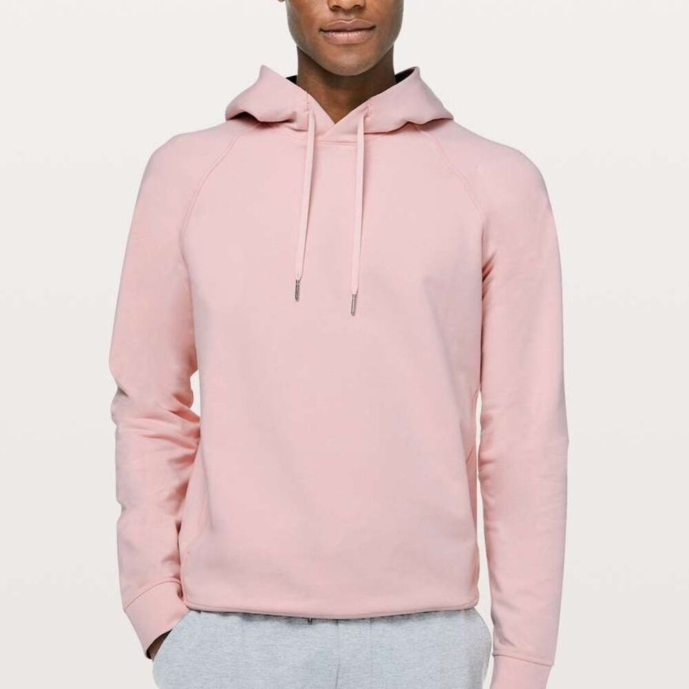 Lululemon Mens City Sweat Pullover Hoodie Size M Pink Athleisure Casual Comfort